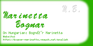 marinetta bognar business card